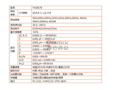 同惠 LCR数字电桥 TH2817B 单位:台